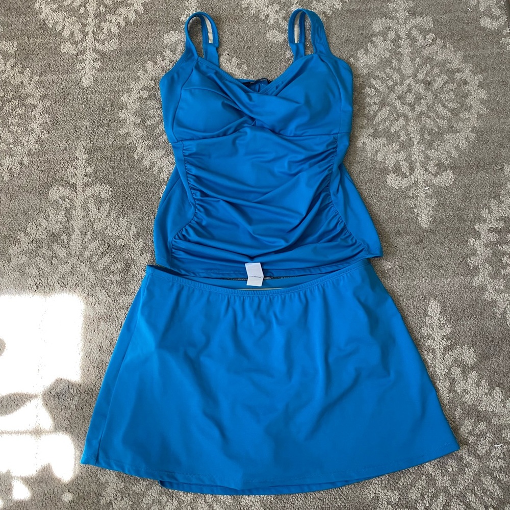Shape Benefits Blue Tankini Set Bathing Suit Sz. 12